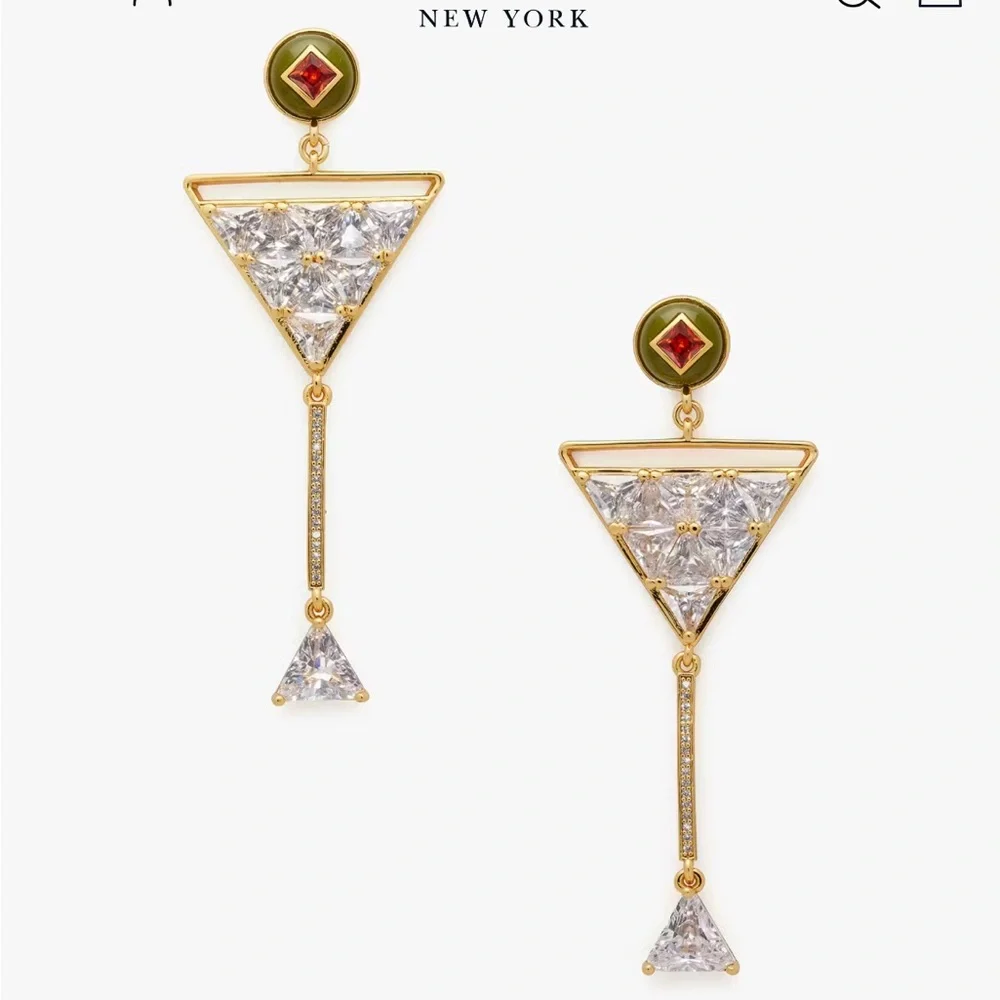 RARE  Kate spade Olive🫒🍸Shaken or Stirred Martini Statement Earrings